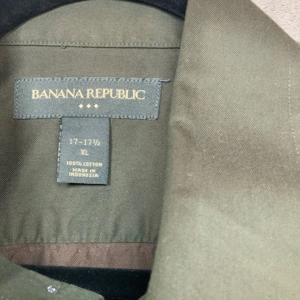 Banana Republic Mens XL Olive Green Cotton Button Down Shirt Long Sleeve Pocket